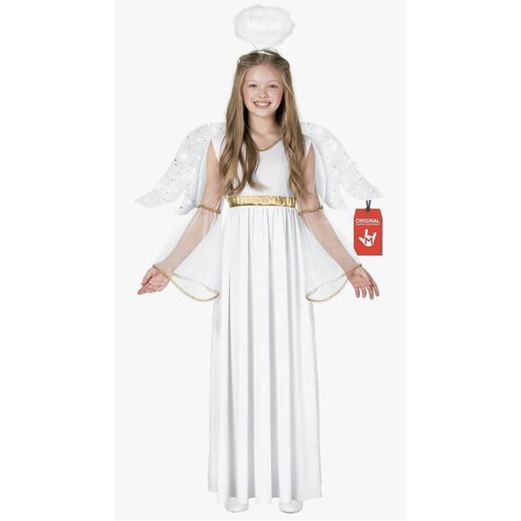Morph Other - Morph Angel Costume Girls Size Large 10–12 White Dress Wings Halo – NEW